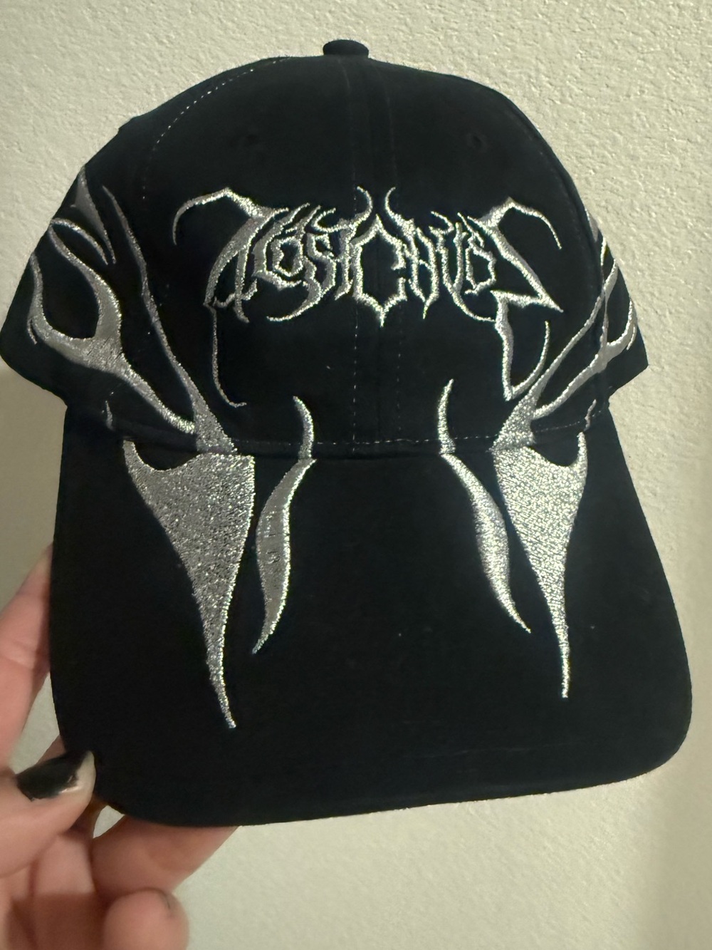 Zumiez Black Cap with Silver Tribal Embroidery